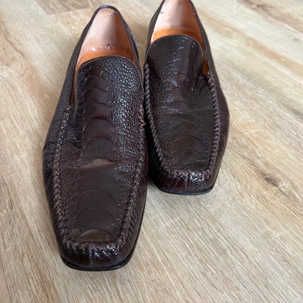 Romano Martegani Men’s Genuine Leather Ostrich Brown Size 11 Loafers
